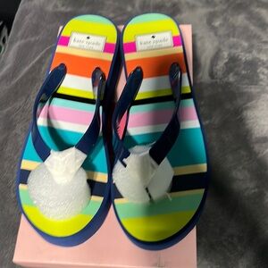 Kate Spade Elena flip flops-multi stripe-size 9-brand new in box